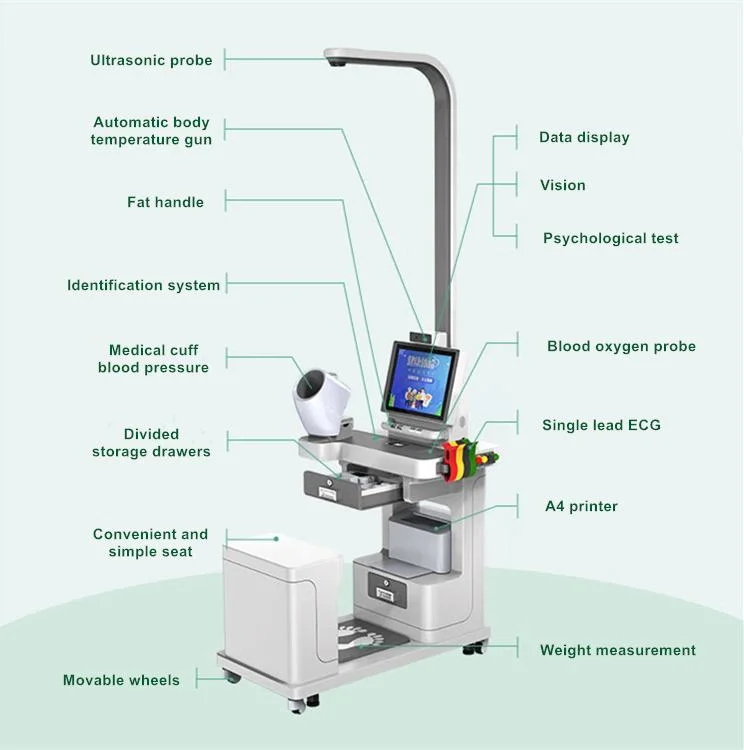 Touch Screen Monitor Vending Hospital Self Service Kiosk Body Fat Analysis