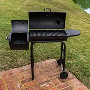 Charcoal Grill Offset Smoker with Cover 811 Square Inches Black Outdoor Camping 3 Burner BBQ Propane Gas Grill Patio Garden Barbecue Grill Two Foldable Shelves