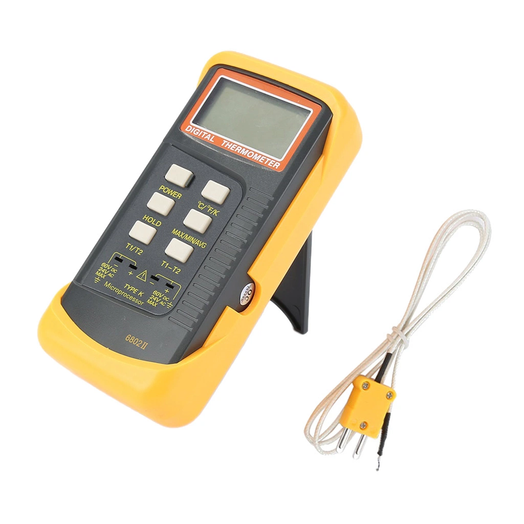 2 Dual Channel K Type Thermocouple Sensor + Pipe Clamp Digital Thermometer