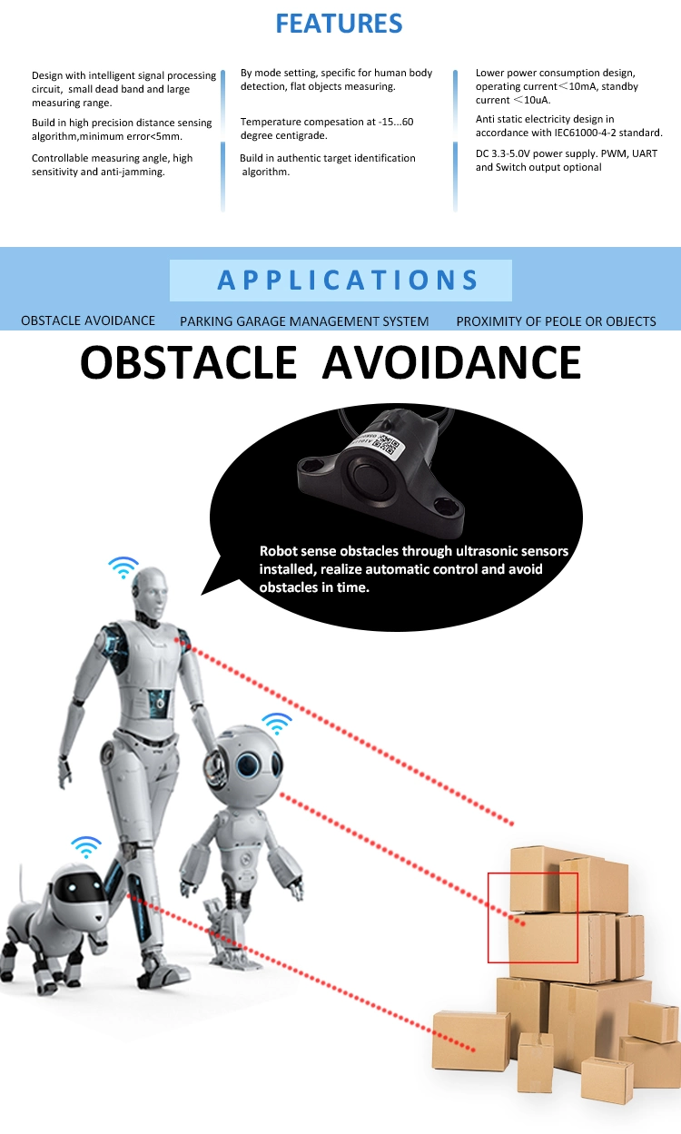 Low Price with Dyp-A10 Ultrasonic Sensor Used for Objects Proximity and Car Parts