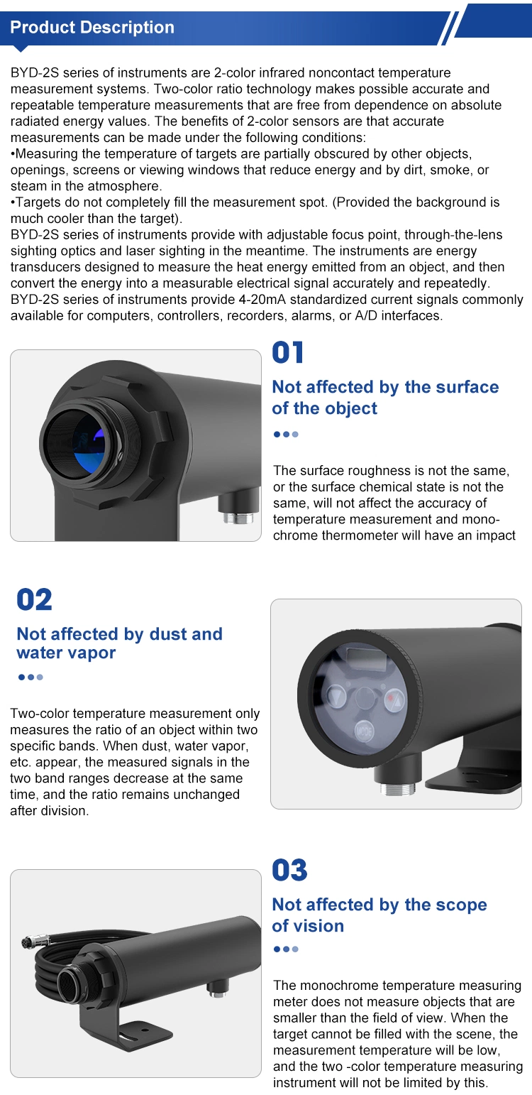 Biedas 2s140A/2s140ar Distance 4-20mA RS485 Optical Non-Contact Pyrometer Infrared Temperature Sensor