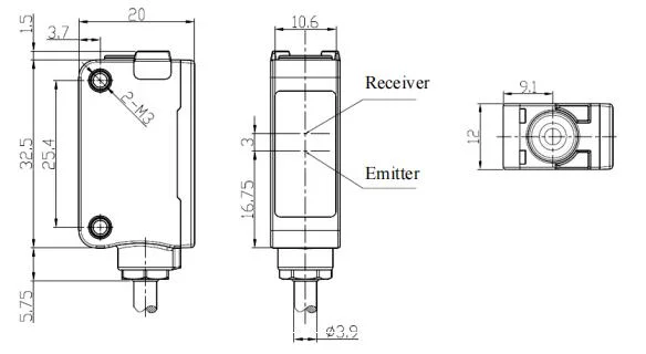 IP67 PNP No/Nc 24VDC Infrared Laser Tof Reflection Photoelectric Sensor
