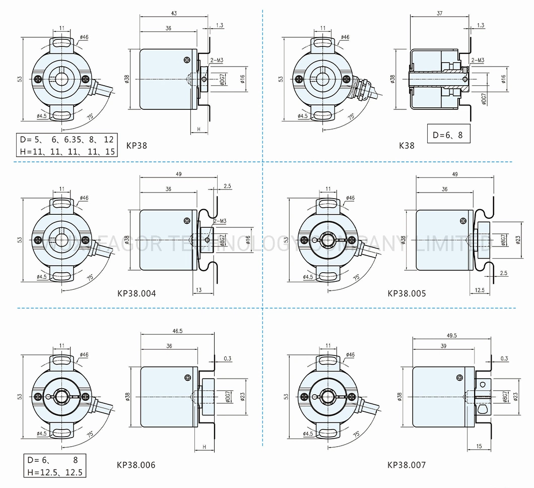 High Precision K38 Hollow Rotary Encoder 1024PPR Incremental Optical Encoder