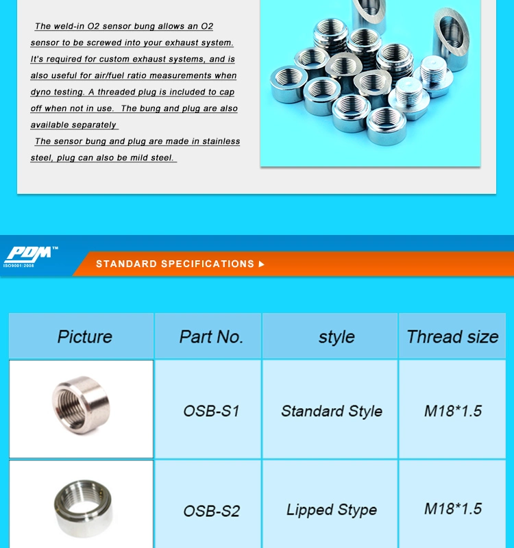 Straight O2 Weld Oxygen Sensor Bung Adapter Cel Aliminator with Mini Catalytic Converter