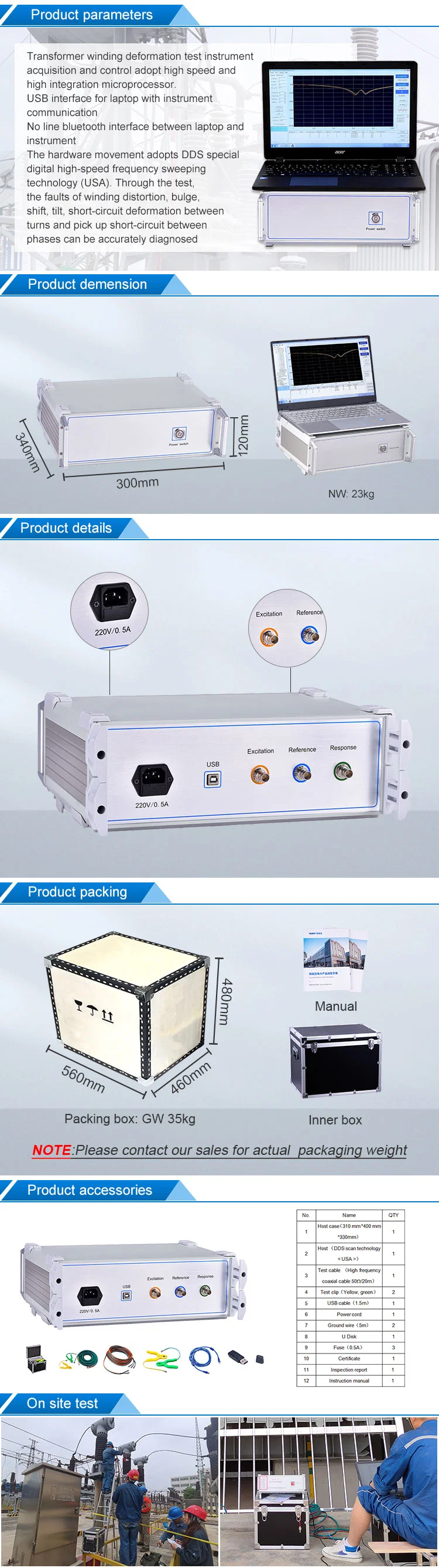 Htbx-H China Professional Transformer Tester Sfra Test Set Sweep Frequency Response Analyzer