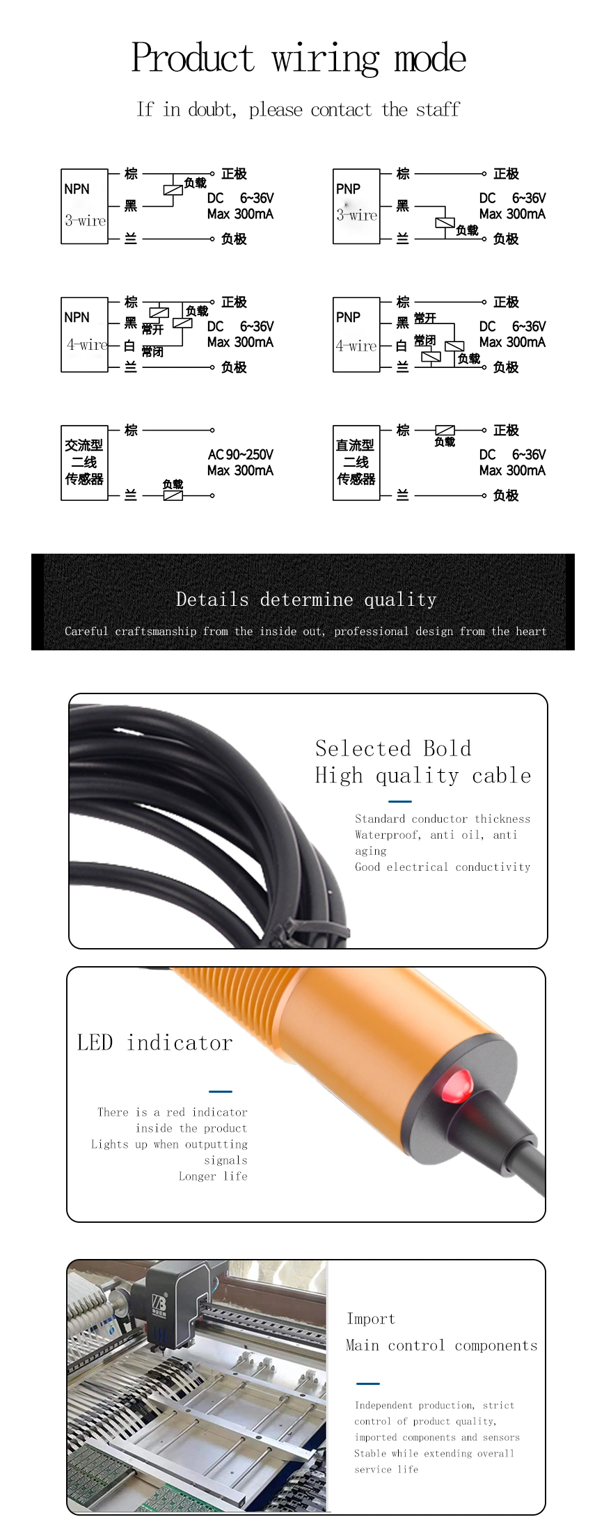 M18 Long-Distance Diffuse Reflection Photoelectric Switch Sensor PNP NPN Optical Sensor