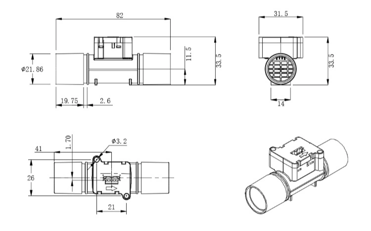 Oxygen Flow Sensor Gas Flow Sensors for Hospital 0.5-4.5V, I2c Output