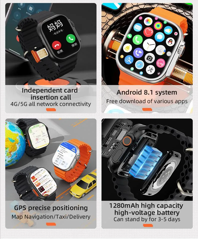 S9ultra Card Version 4G Full Netcom Video Phone Watch Android Smart Watch 2g+16g Memory Smart Watch