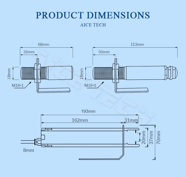 Aice Tech Industry High Range Temperature Non Contact Type IR Sensor