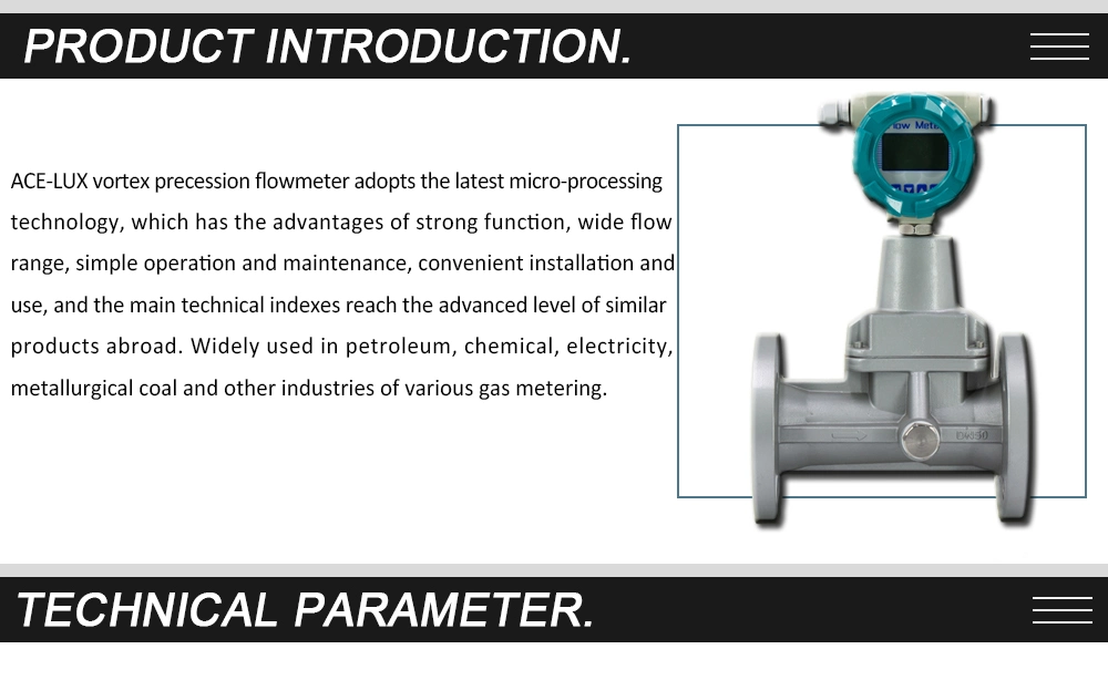 SS304 Flowmeter Gas Oxygen Vortex Precession Swril Flow Meter
