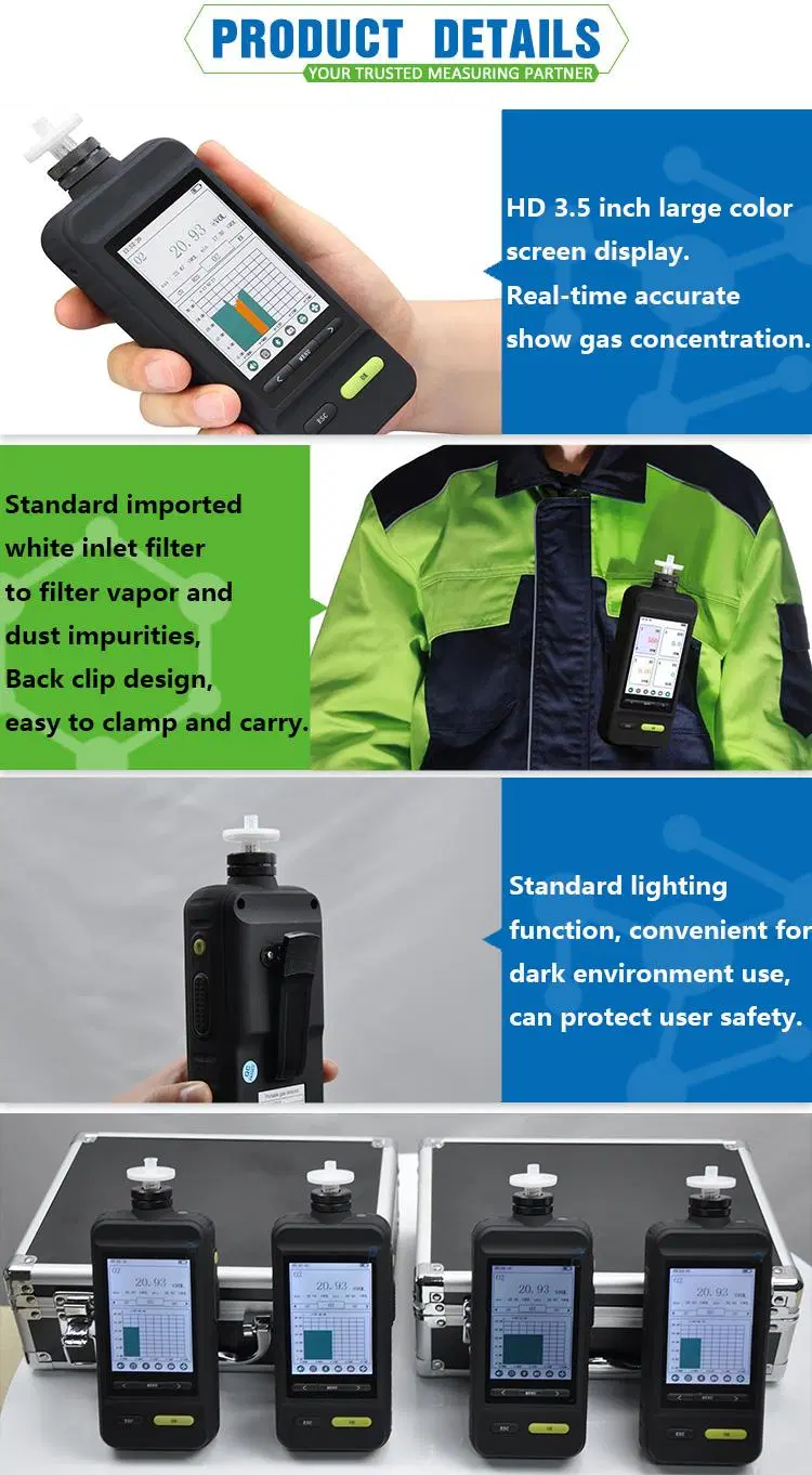 4 in 1 Handheld Carbon Monoxide Co Oxygen O2 Hydrogen Sulfide H2s Combustible Ex Gas Analyser Gas Sensor Testing Sniffer