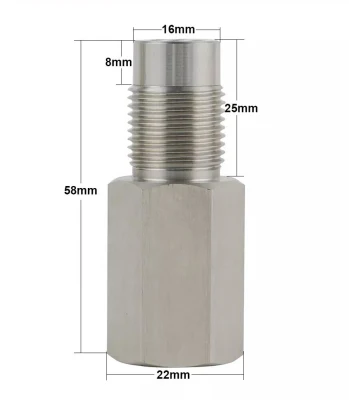 Filtro de extensión de oxígeno O2 Extensor del conector del sensor interno de separador de rosca M18*1.5 Miniatura Adaptador convertidor catalítico en el interior
