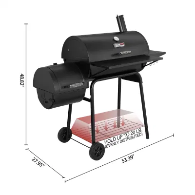  Barbacoa fumador con cubierta de desplazamiento de 811 pulgadas cuadradas de camping al aire libre negro 3 quemador de gas propano para barbacoa Grill Barbacoa Patio dos bandejas plegables