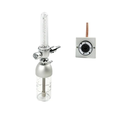  Equipo médico proveedor de gas en la pared de latón de estilo único medidor de flujo de oxígeno con adaptador británico