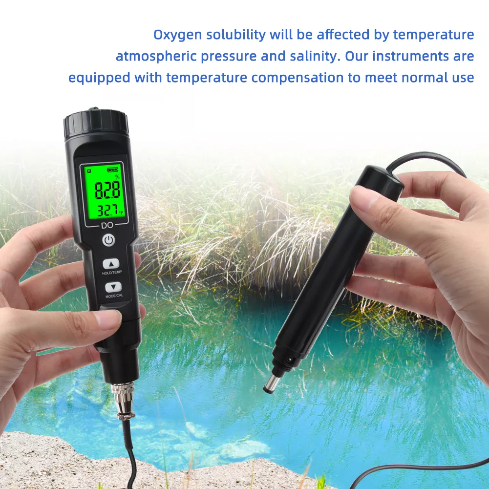 Portable Digital Dissolved Oxygen and Temperature Meter Oxygen Analyzer Dissolved Oxygen Detector with Electrode Filling