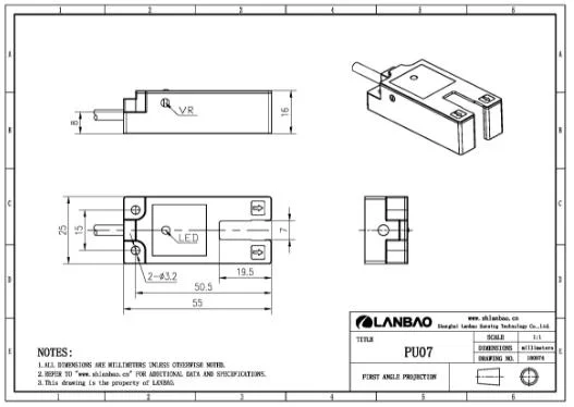 7mm IP64 Lanbao 10-30VDC Lanbao Slot PU07 Photoelectric Optical Proximity Position Sensor with U Shape