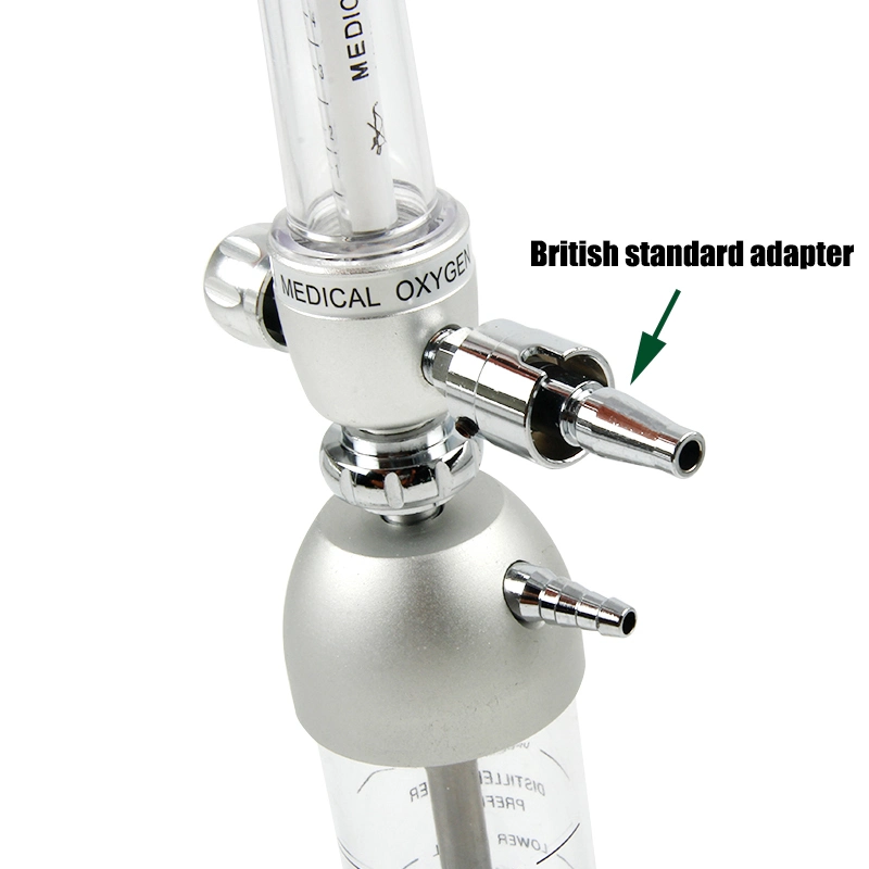 Medical Equipment Gas Supplier Wall Mounted Single Style Brass Oxygen Flow Meter with British Adapter
