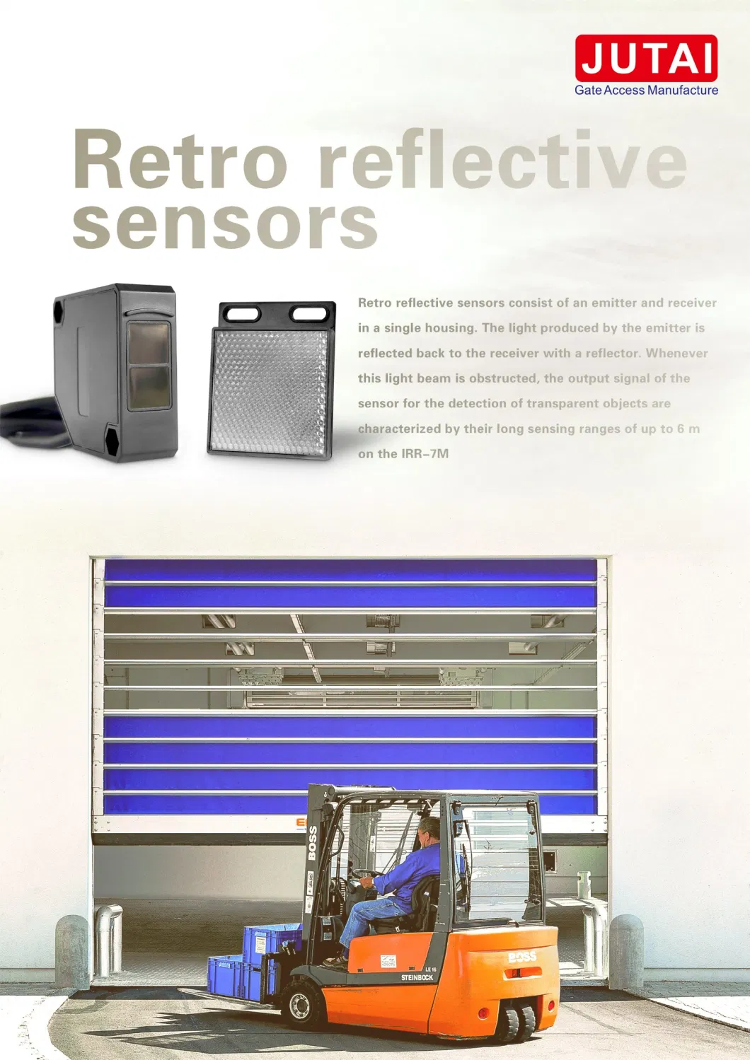 7m 12-24V Retro-Reflective Optical Photo Sensor for Rolling Doors