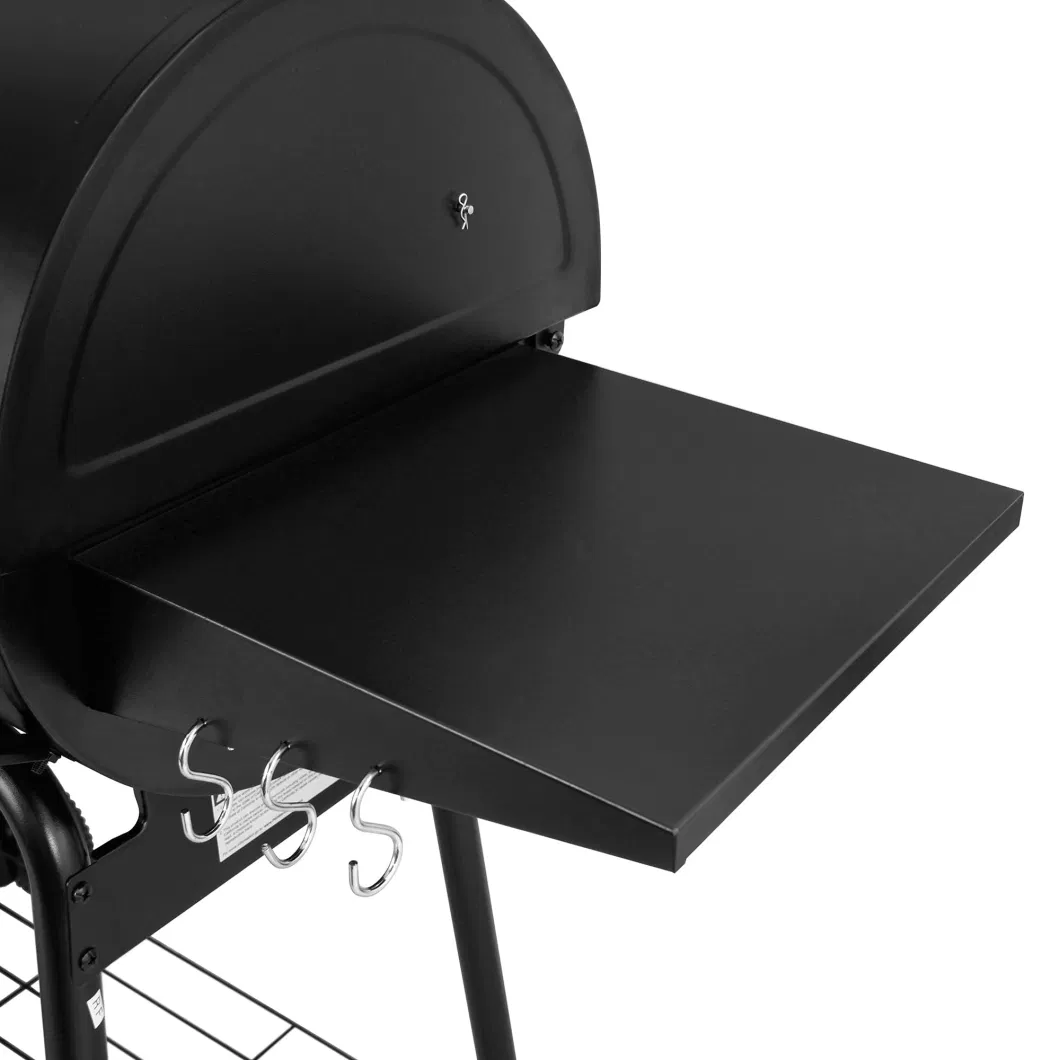 Charcoal Grill Offset Smoker with Cover 811 Square Inches Black Outdoor Camping 3 Burner BBQ Propane Gas Grill Patio Garden Barbecue Grill Two Foldable Shelves