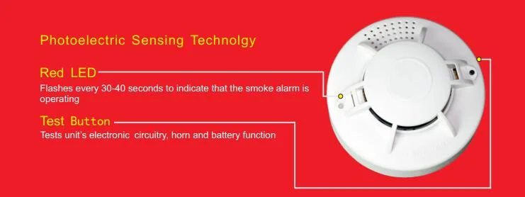 Alone 9V Battery Fire Alarm Sensor Optical Photoelectric Standalone Fire Smoke Detector