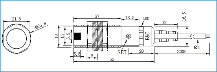 Capactive Fkct10-N Proximity Sensor for Liquid Level Measure