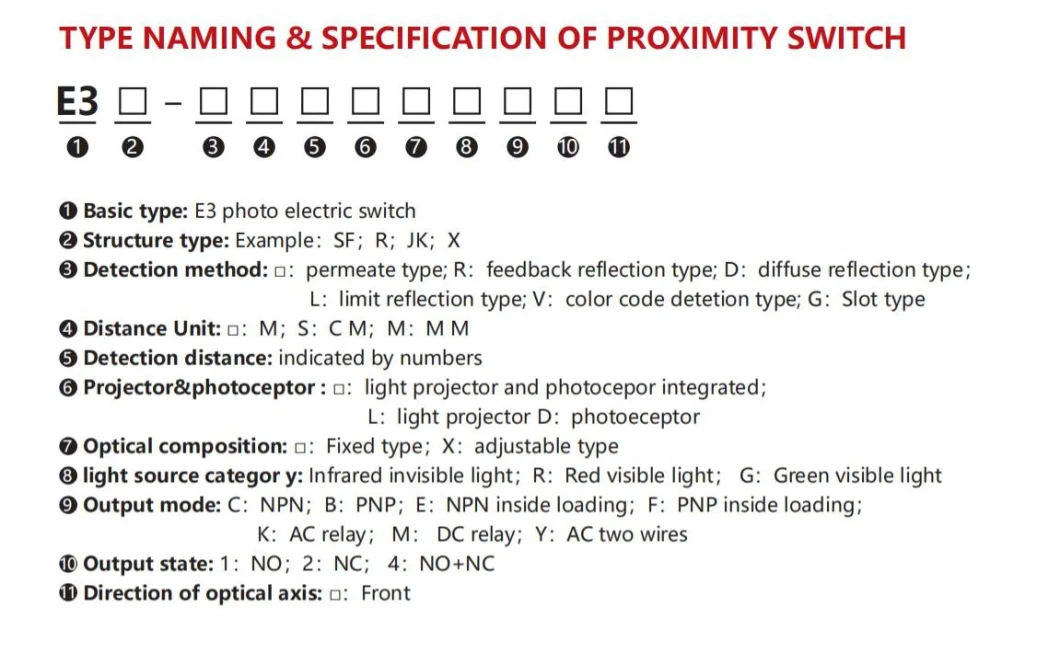 Optical Proximity Switch High Temperature Inductive Distance Diffuse Photoelectric Sensor