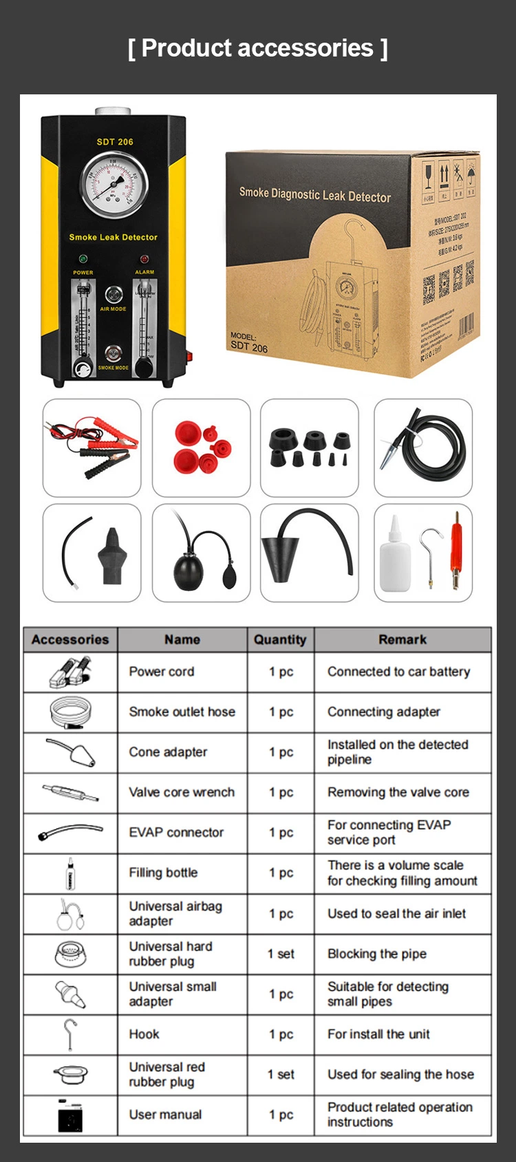 Diagnostic Tools Engine Compression Tester Car Smoke Detector Tester Gas Leak Detector