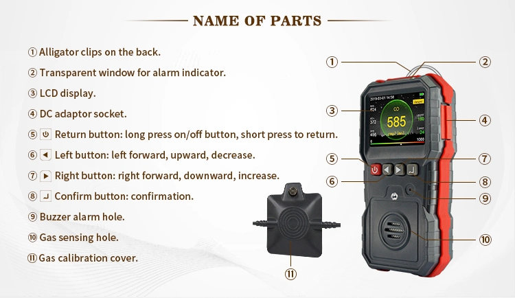 Portable Gas Detector for O2, Gas Meter, Oxygen Monitor Color Screen Display Wt8800