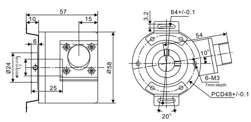 58mm Hollow Shaft Built-in Optical Incremental Semi-Hollow Shaft Rotary Encoder Pulse Encoder Flange Encoder