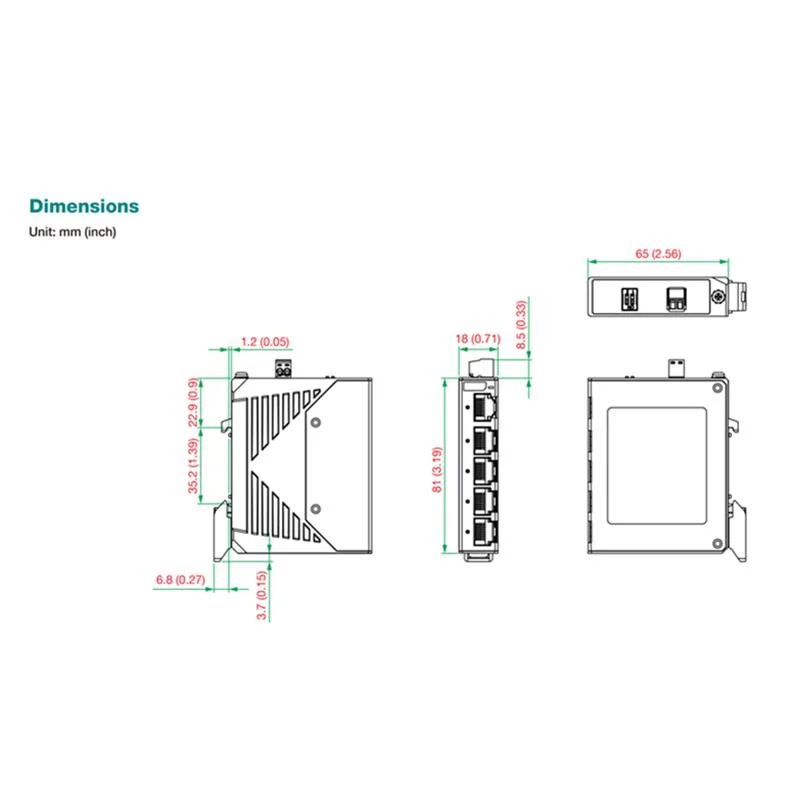 Eds-2005-EL Series 5-Port Entry-Level Unmanaged Ethernet Switches with Metal Housing