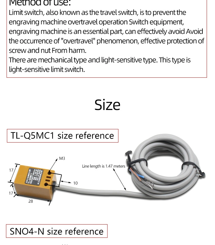 Engraving Machine Optical Motor Limit Metal Sensor Photoelectric Stroke Switch NPN5-36V Sensor