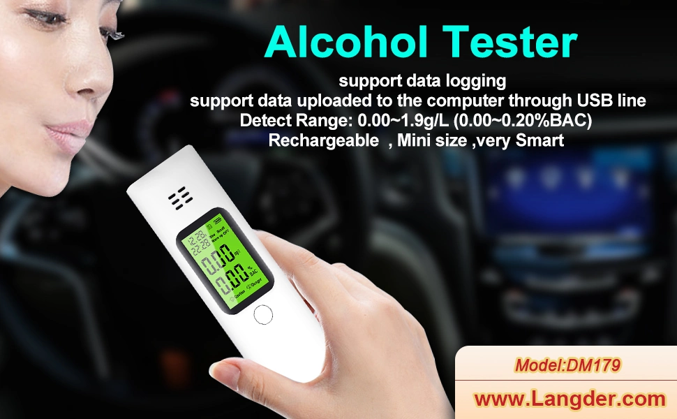 New Design Portable Breath Alcohol Tester Alcohol Breathalyzer Sensor for Personal &amp; Professional Use Support Data Uploaded
