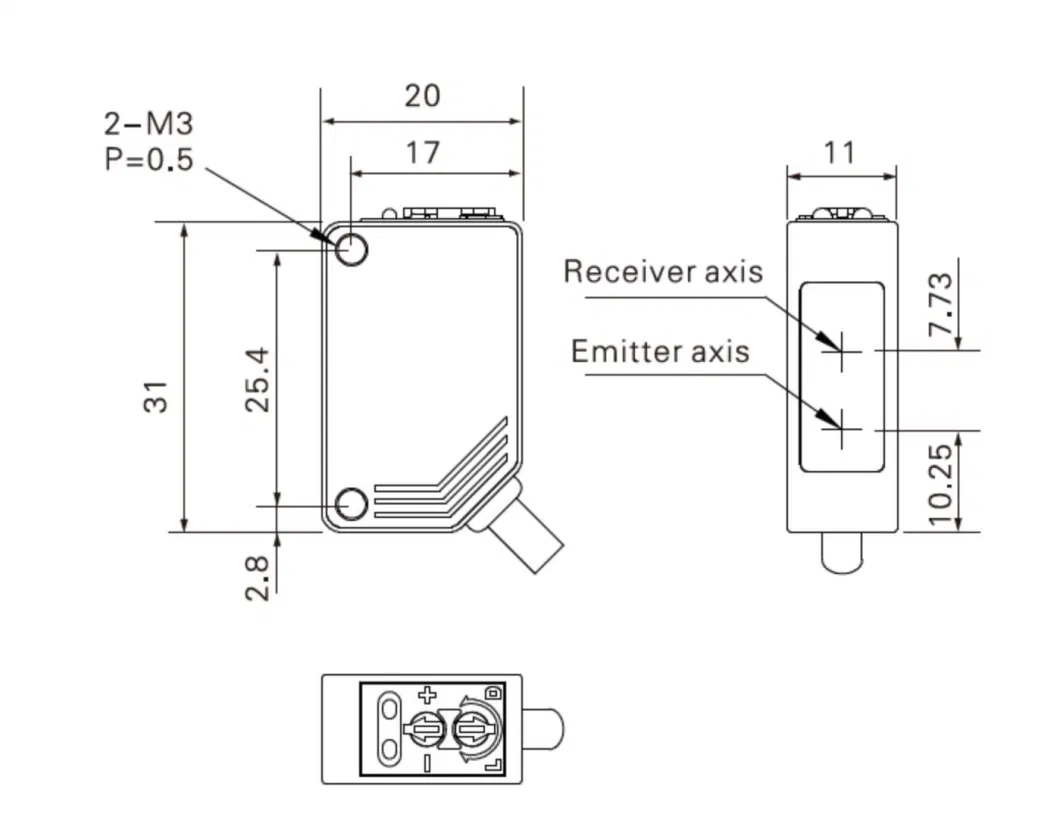 Square Diffuse Reflection Photocell Sensor with Great Performance