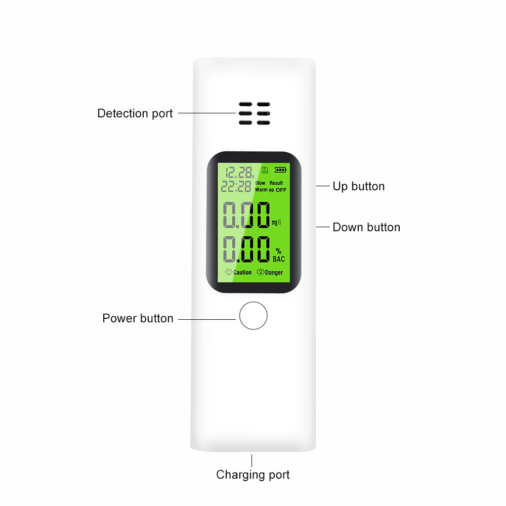 New Design Portable Breath Alcohol Tester Alcohol Breathalyzer Sensor for Personal &amp; Professional Use Support Data Uploaded