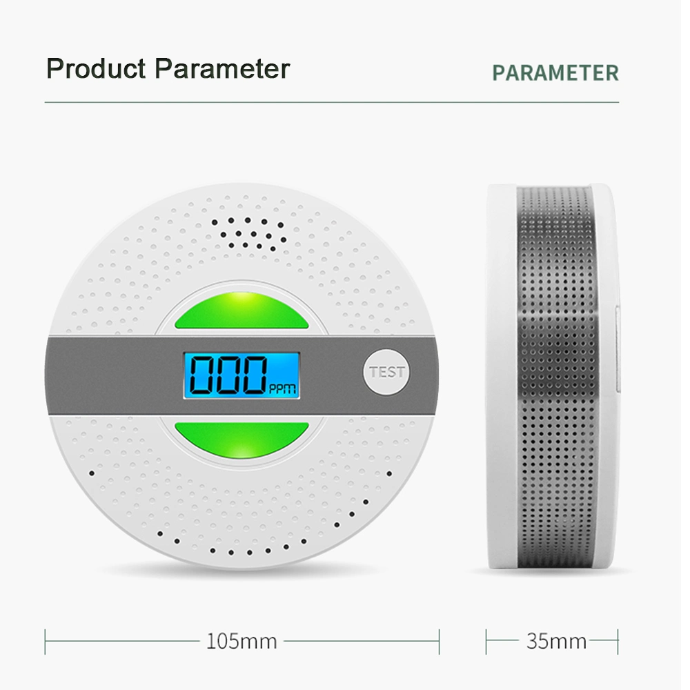 Display Mounted Home Security Fire Alarm Smoke and Carbon Monoxide Co Gas Detector