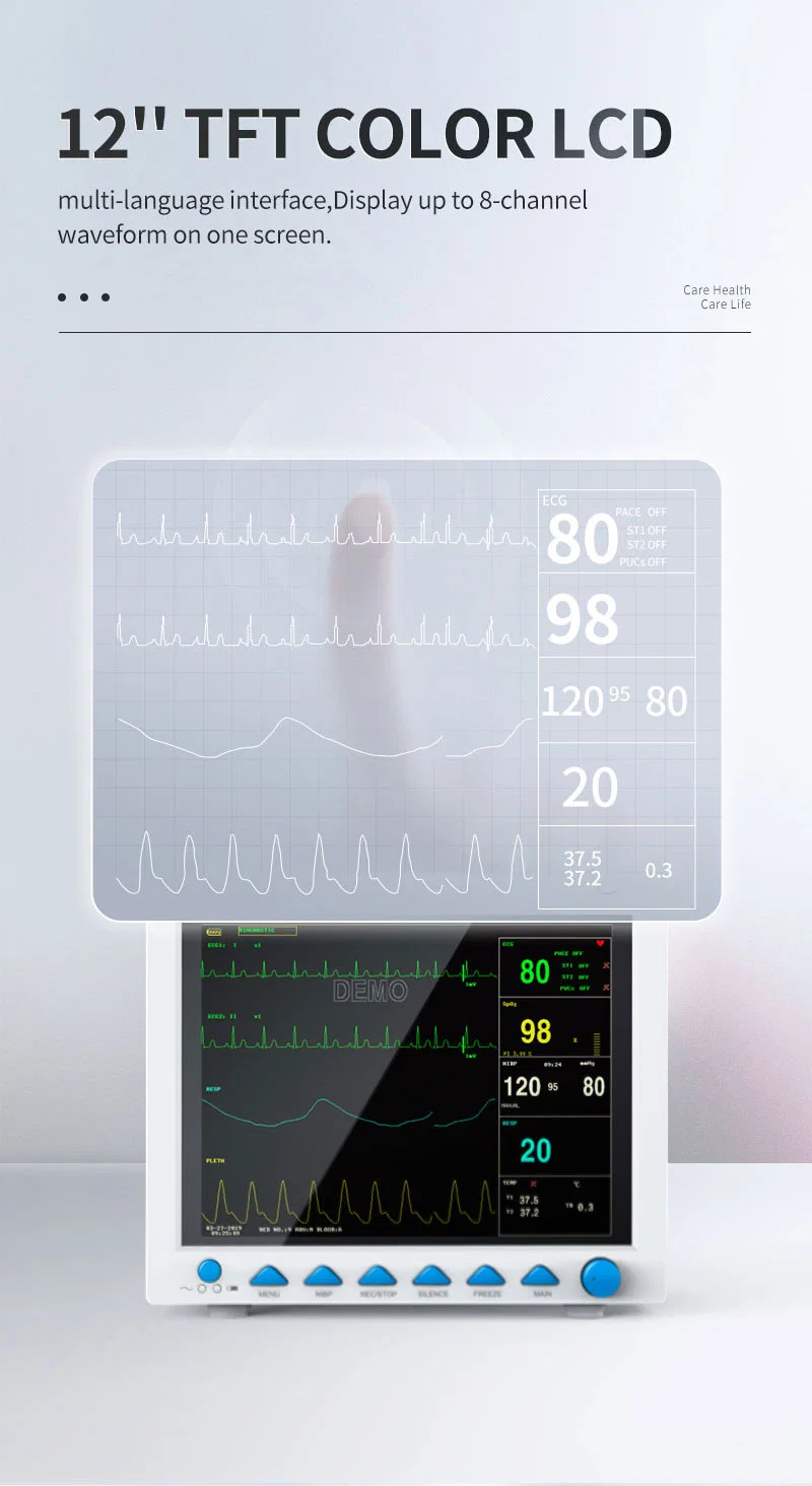 Contec Cms8000 Patient Monitoring Hospital Equipment ICU Portable Multiparameter Patient Monitor