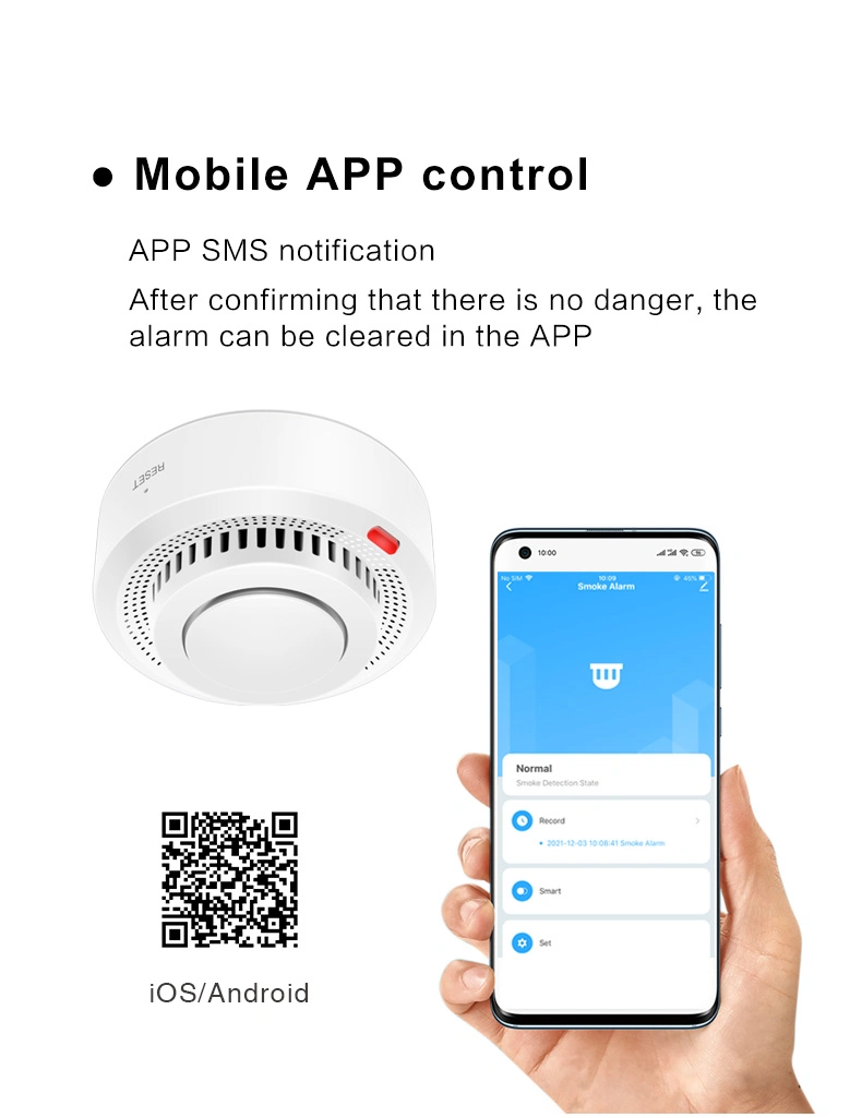 Easy Installation Tuya APP Control Household Zigbee WiFi Smart Fire Carbon Monoxide Smoke Gas Alarm Detector 12V