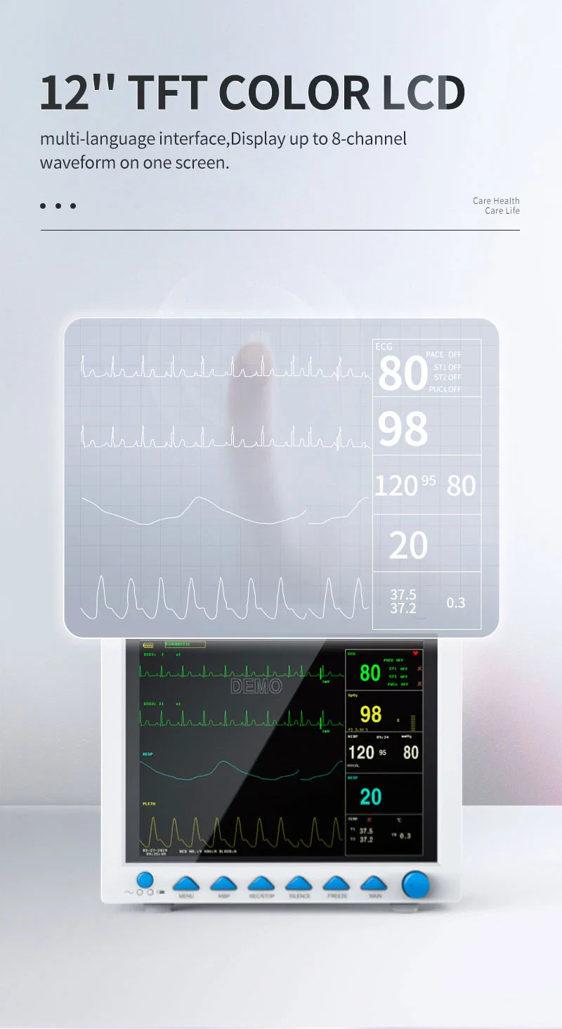 Contec Cms8000 Medical Emergency Cheap Multi-Parameter Portable Patient Monitor