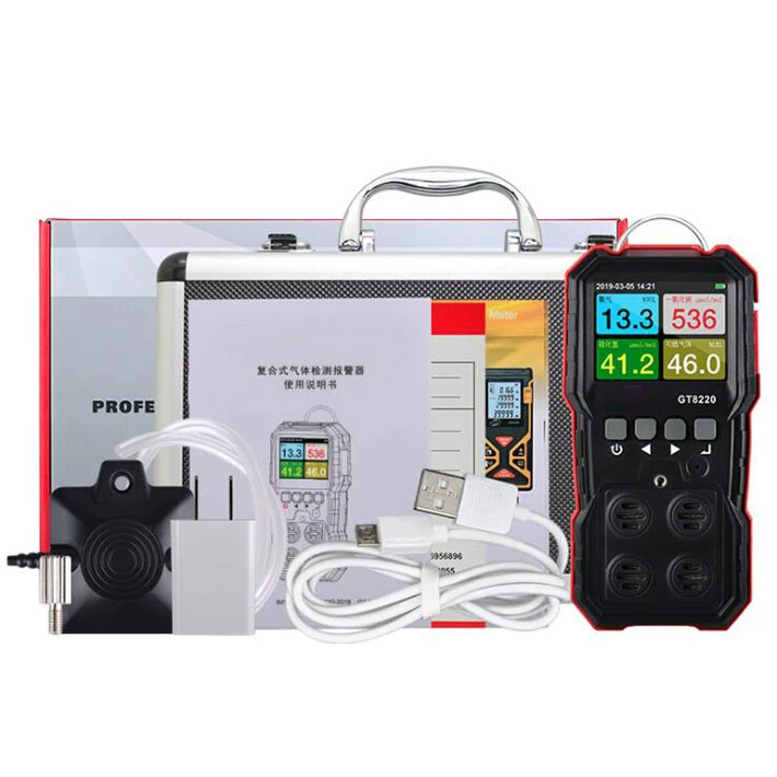 Portable 4 in 1 Gas Detector O2 H2s Oxygen Carbon Monoxide Hydrogen Sulfide Combustible Gas Content Test Meter