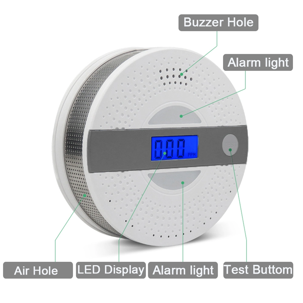 Display Mounted Home Security Fire Alarm Smoke and Carbon Monoxide Co Gas Detector