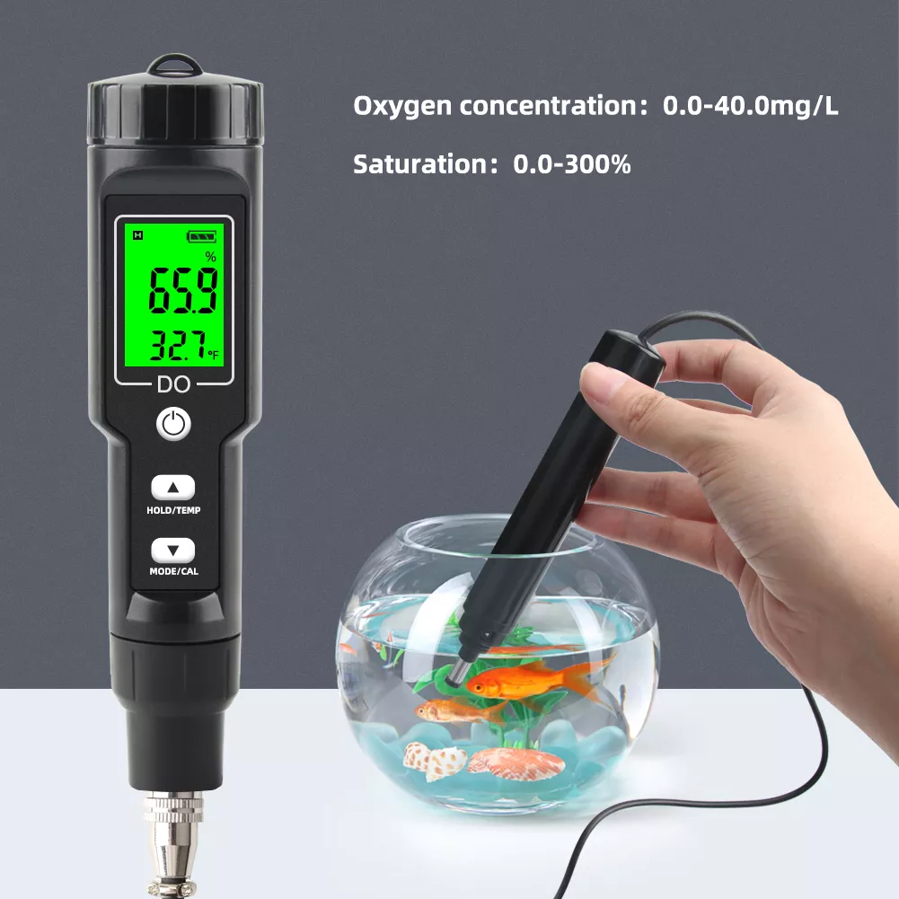 Portable Digital Dissolved Oxygen and Temperature Meter Oxygen Analyzer Dissolved Oxygen Detector with Electrode Filling