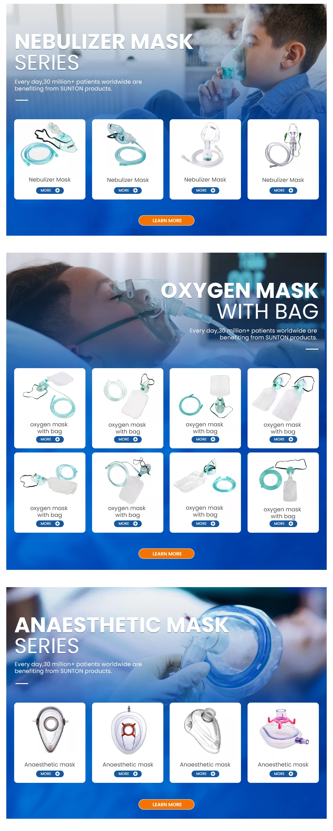 Sunton China Oxygen Mask Factory Measurement 100PCS/CTN L Disposable Oxygen Mask Disposable Medical Usage High Concentration Nebulizer Kit Facial Oxygen Mask