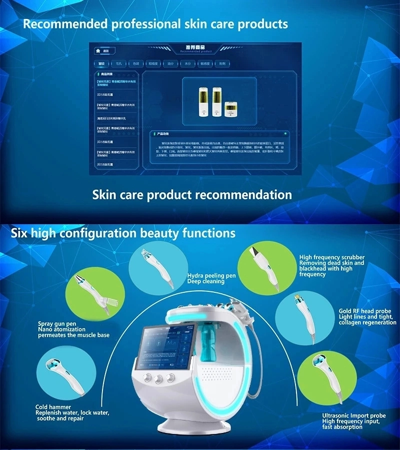 Gomecy 7 in 1 Face Beauty Analysis Micro Facial Skin Care Professional Dermabrassion Beauty Machine