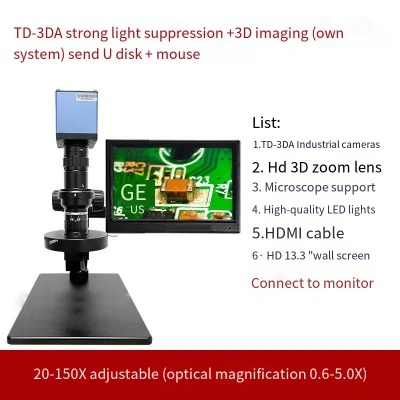 Il microscopio elettronico 3D ad alta definizione HDMI elimina la luce 3D forte Microscopio di misurazione per osservazione e rilevamento