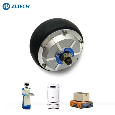 Pneumatico in gomma Zltech 4,5 pollici 24 V IP54 150 kg carico 300-370 giri/min CC Trasmissione del robot senza ingranaggi con encoder senza spazzole servomotore del mozzo ruota elettrico Motore con CE RoHS