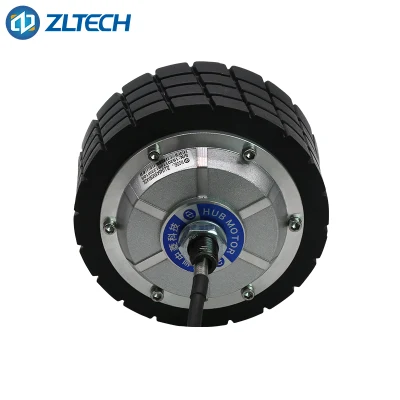 Pneumatico in gomma Zltech 4,5 pollici 24 V IP54 150 kg carico 300-370 giri/min CC Trasmissione del robot senza ingranaggi con encoder senza spazzole servomotore del mozzo ruota elettrico Motore con CE RoHS