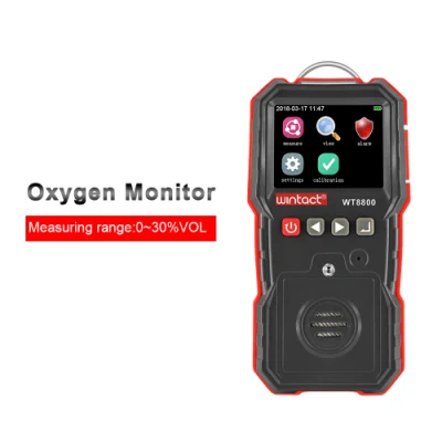 Rilevatore di gas portatile per O2, misuratore di gas, monitor di ossigeno con display a colori Wt8800