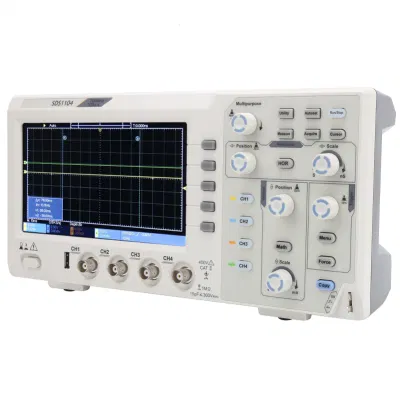 Oscilloscopio a 4 canali con display LCD da 7&quot;, larghezza di banda 100 MHz, 1 GS/s. Oscilloscopio