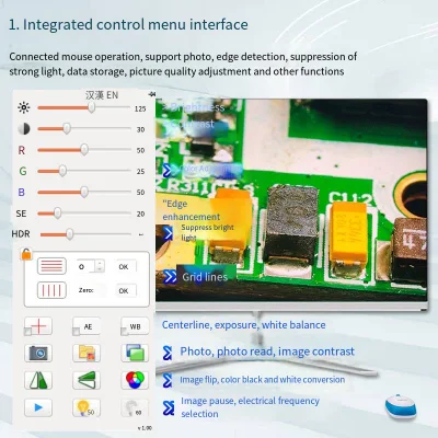 Il microscopio elettronico 3D ad alta definizione HDMI elimina la luce 3D forte Microscopio di misurazione per osservazione e rilevamento