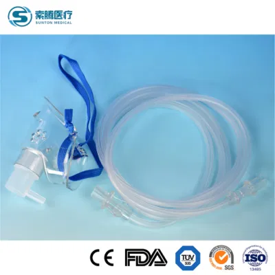 Maschera di ossigeno Sunton China misurazione in fabbrica 100 PZ/CTN L ossigeno monouso Maschera monouso uso medico Kit nebulizzatore ad alta concentrazione ossigeno facciale Maschera